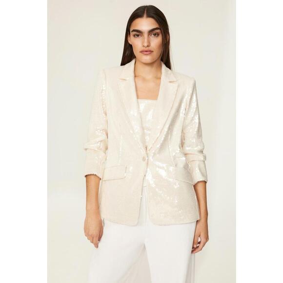 Cinq à Sept White Sequins Kimmi Blazer Size 4